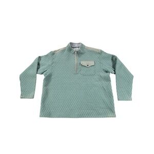 Duluth Trading Co. Mens XL Quarter Zip Pullover Green Quilted Pocket Long Sleeve